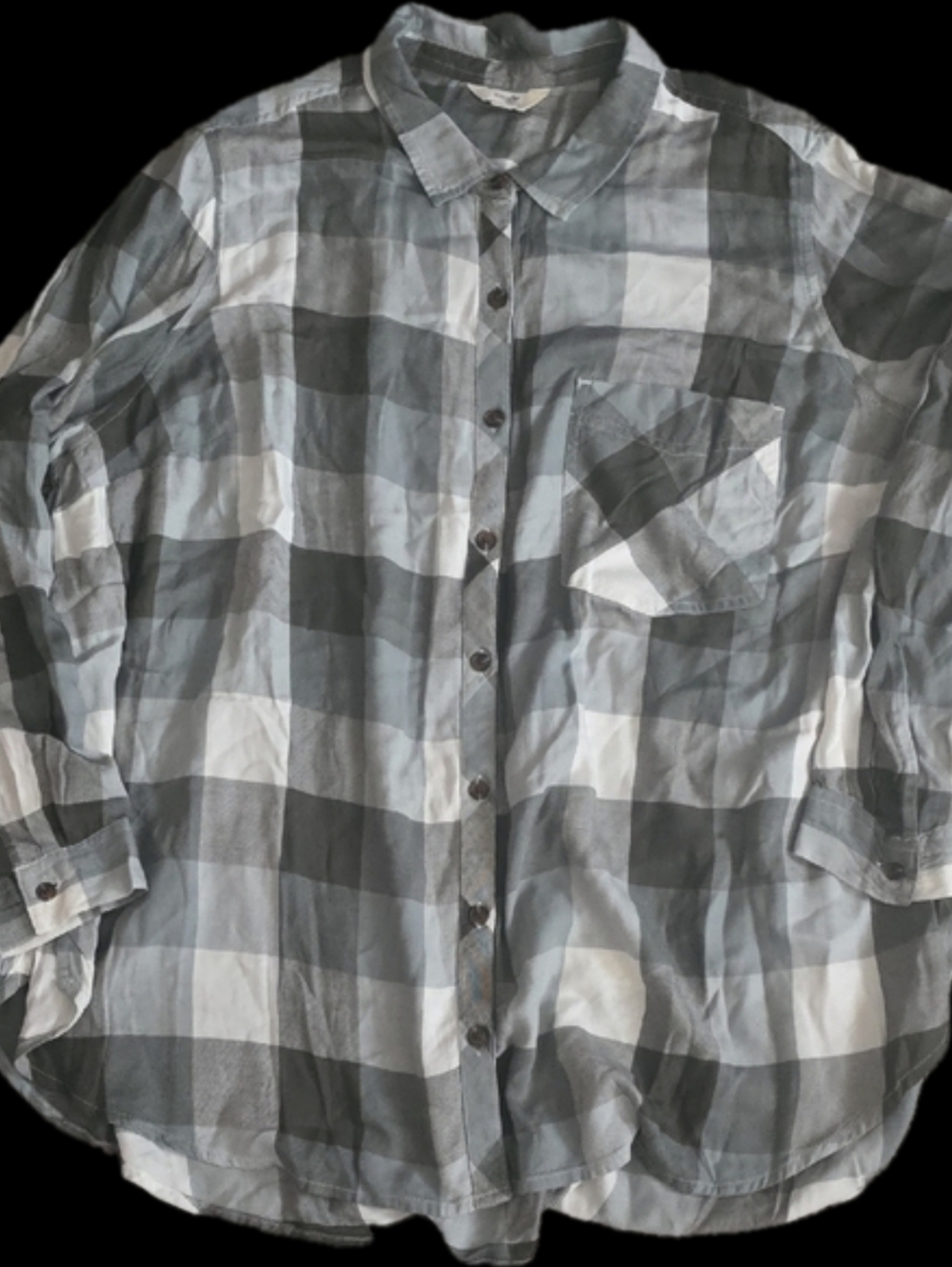 Terra & Sky Gray and White Plaid Button-Down Shirt